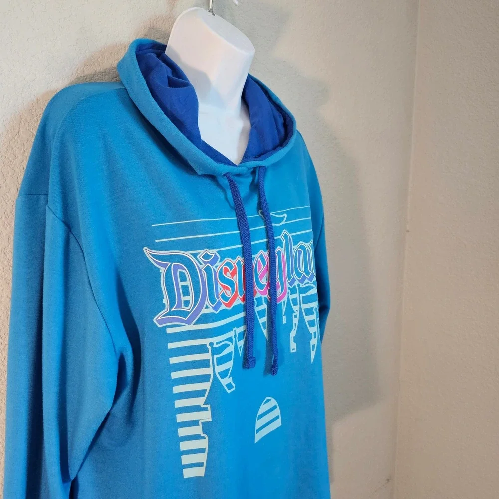 Disney Parks Disneyland Castle Cropped Hoodie Blue Graphic Sweatshirt Large